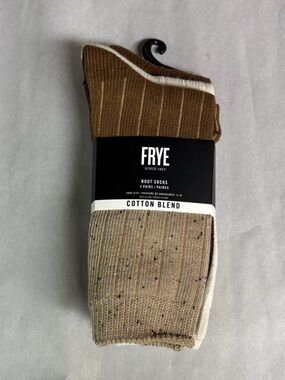 New Frye Socks Women’s 3 Pair Brown & Tan Cotton Blend Boot Sock Casual Active